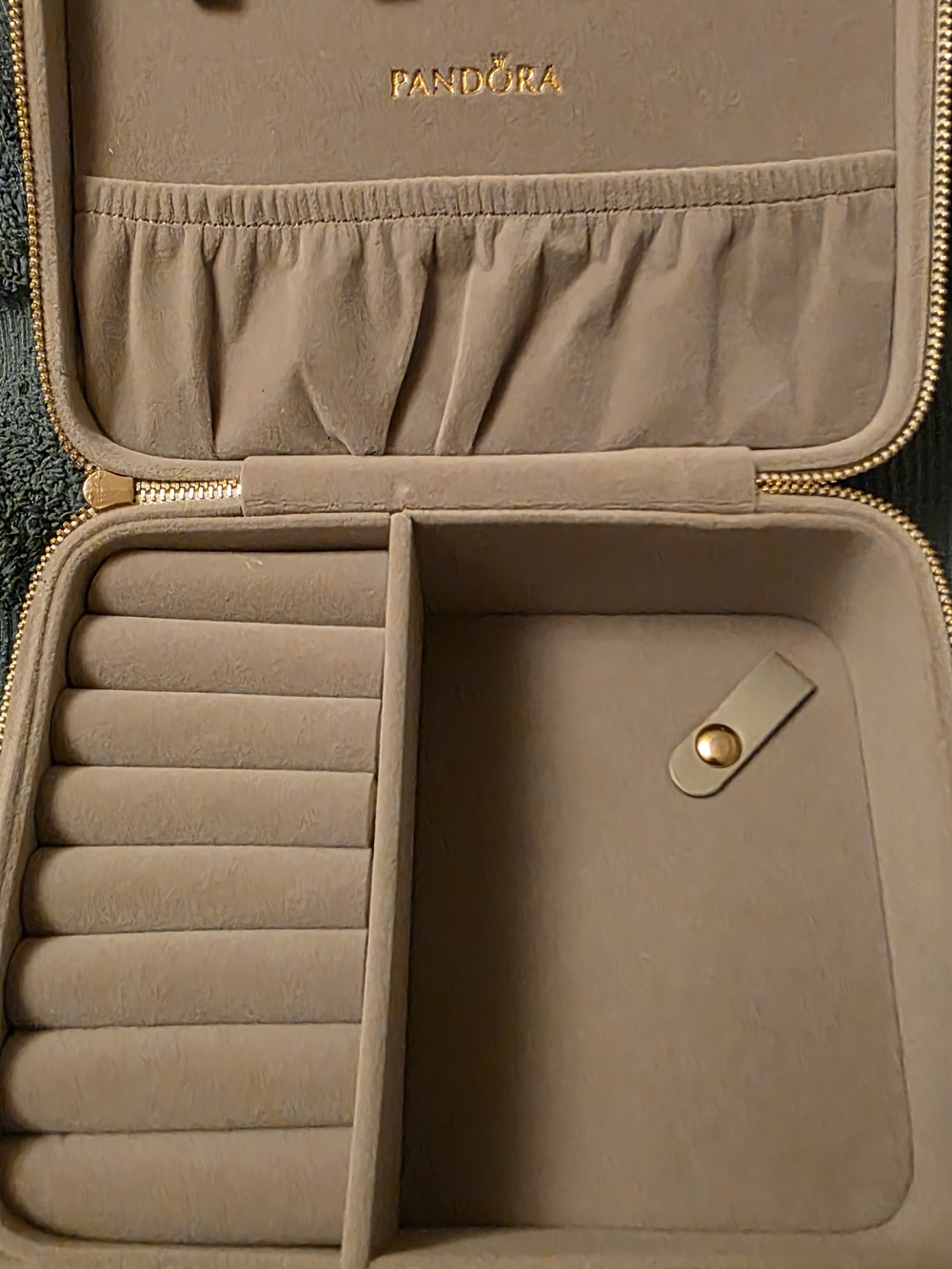 Pandora Travel Jewelry Case with Gold Zip
